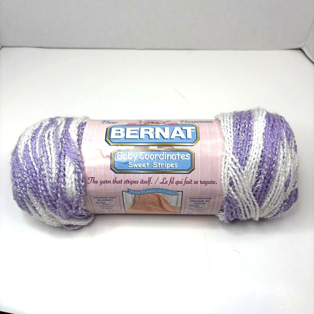 Bernat Baby Coordinates Sweet Stripes Yarn Grape Stripes Purple White 5.25oz NEW